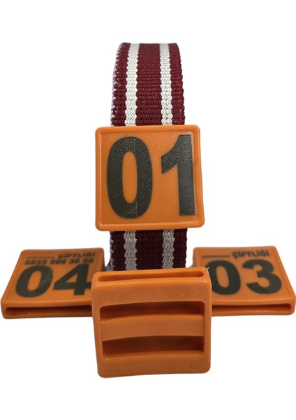 250 Adet Turuncu Renk Küçükbaş Hayvan Boyunluk Kemer ve Numaratör Takımı (Kemer+Numara) fırsatları