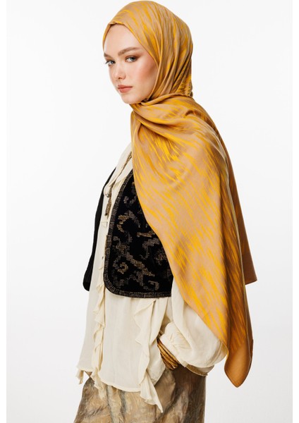 Selis Desen Çift Taraflı Şal Vizon-Hardal fiyatları