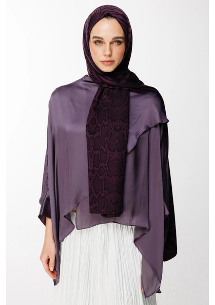 Riad Desen Çift Taraflı Şal Mor-Siyah