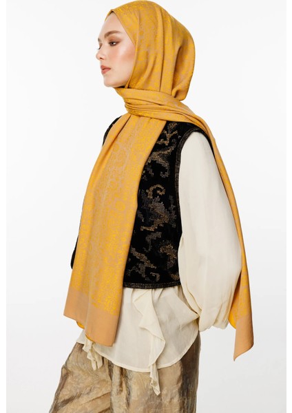 Henna Desen Çift Taraflı Şal Vizon-Hardal fiyatları