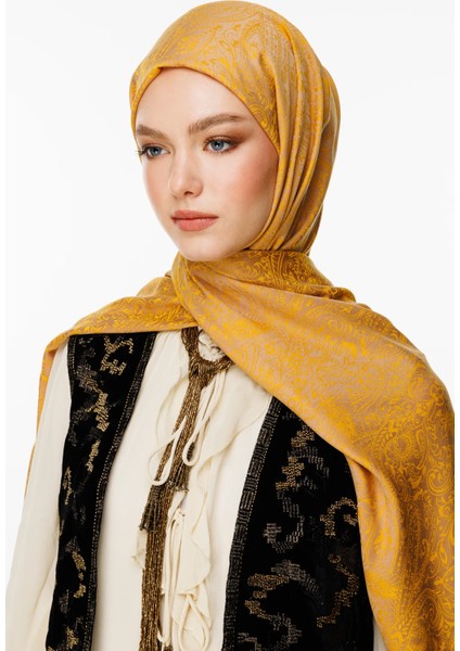 Henna Desen Çift Taraflı Şal Vizon-Hardal modelleri