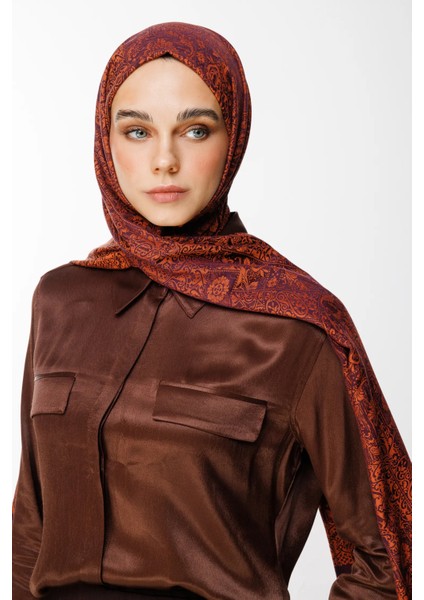 Henna Desen Çift Taraflı Şal Mor-Turuncu fiyatları