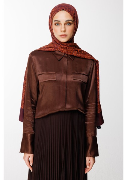 Henna Desen Çift Taraflı Şal Mor-Turuncu modelleri