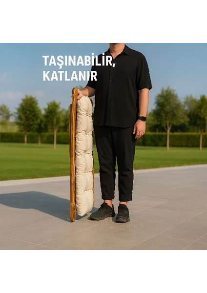 2 Adet Masif Ahşap Antrasit Renk Minderli Katlanır Şezlong Kamp Piknik Plaj Balkon Sandalyesi Şezlong indirimleri