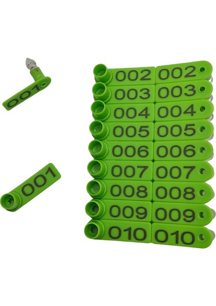 100 Adet Yeşil Renk Kuzu Küpesi(Parmak Küpe)+Pens Ucu Hediye