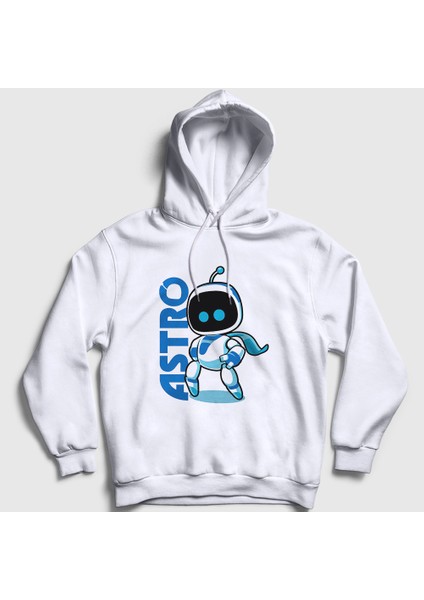 Unisex Beyaz Oyun Kaptan Astro Bot Kapüşonlu Sweatshirt