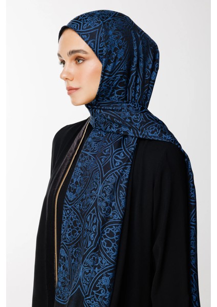 Morocco Desen Çift Taraflı Şal Siyah-Indigo modelleri