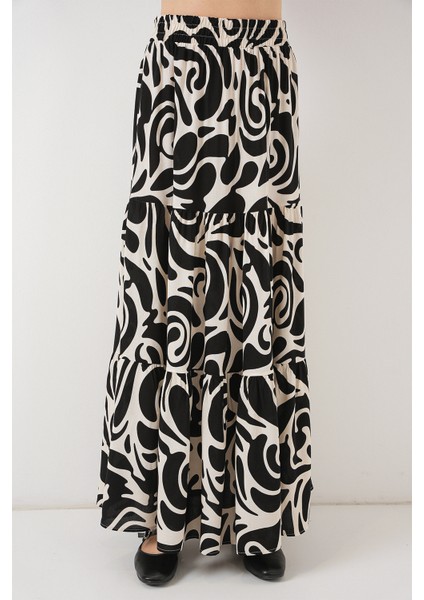 1898 Desenli Uzun Etek - C.siyah fırsatları