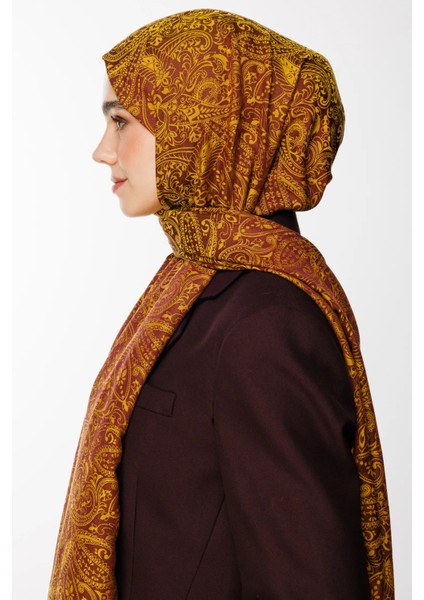 Velora Desen Çift Taraflı Şal Mürdüm-Sarı fiyatları