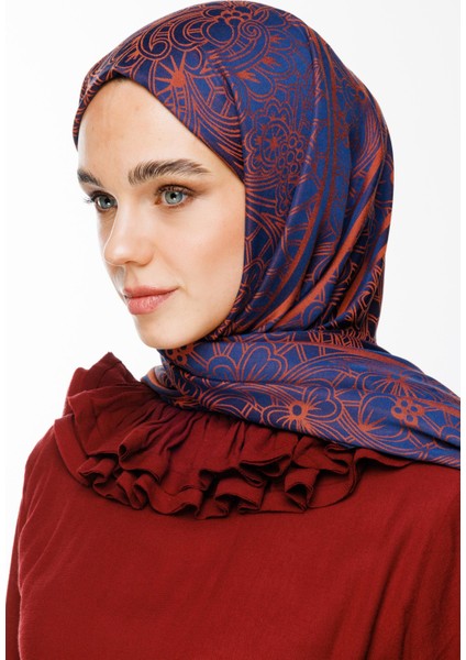 Lavin Desen Çift Taraflı Şal Lacivert-Soğan Kabuğu modelleri