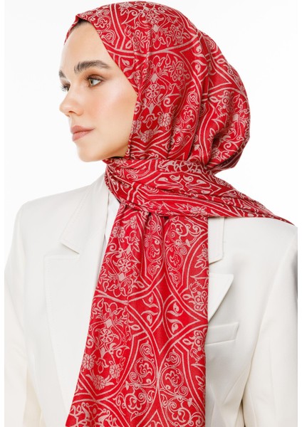 Morocco Desen Çift Taraflı Şal Bordo-Mint Yeşili modelleri