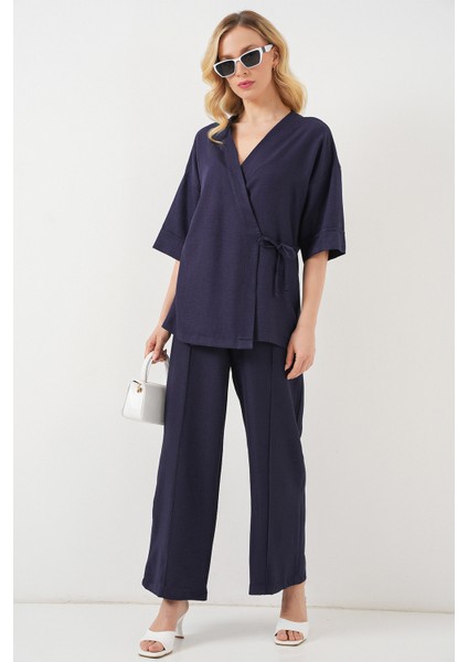 Kadın Önü Bağlamalı Alt Üst Takım 6745 - Lacivert fırsatları