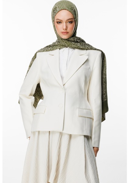 Velora Desen Çift Taraflı Şal Haki-Somon