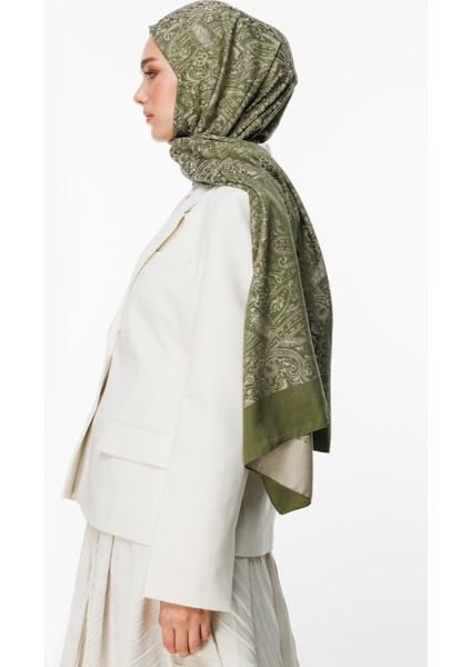 Velora Desen Çift Taraflı Şal Haki-Somon modelleri