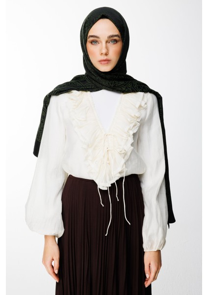 Morocco Desen Çift Taraflı Şal Siyah-Haki