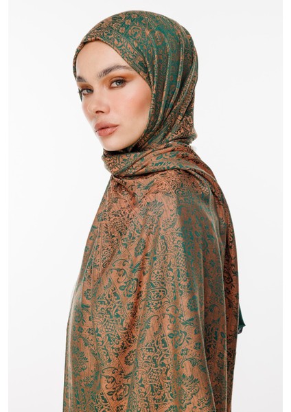 Henna Desen Çift Taraflı Şal Zümrüt-Kayısı modelleri