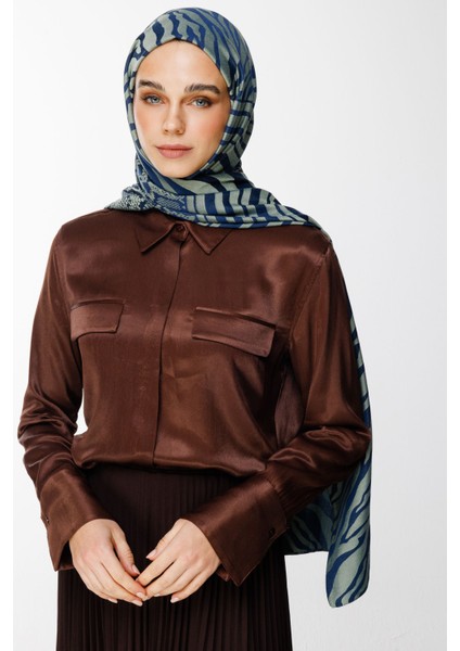 Riad Desen Çift Taraflı Şal Lacivert-Su Yeşili