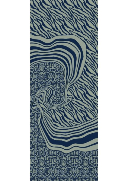 Riad Desen Çift Taraflı Şal Lacivert-Su Yeşili