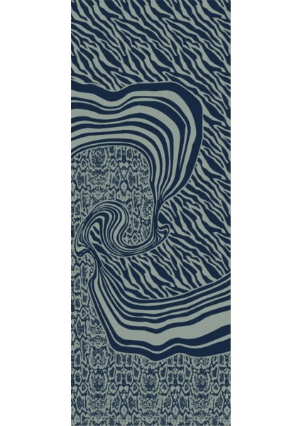 Riad Desen Çift Taraflı Şal Lacivert-Su Yeşili