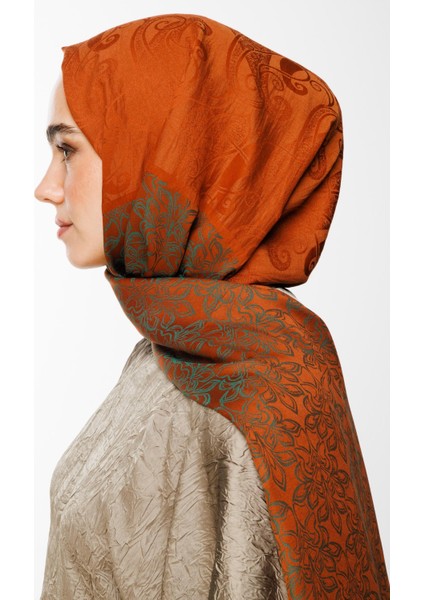 Nora Desen Çift Taraflı Şal Tarçın-Zümrüt modelleri