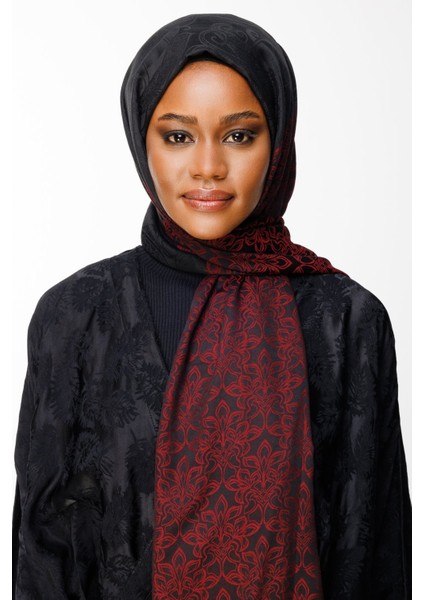 Nora Desen Çift Taraflı Şal Siyah-Bordo
