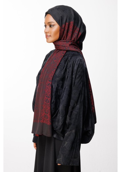 Nora Desen Çift Taraflı Şal Siyah-Bordo fiyatları