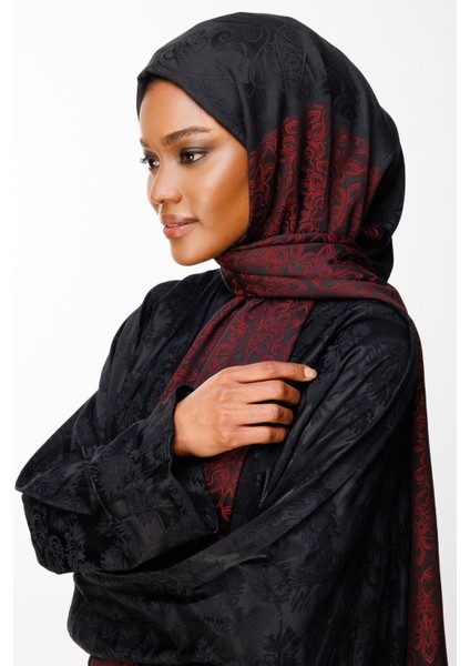 Nora Desen Çift Taraflı Şal Siyah-Bordo modelleri