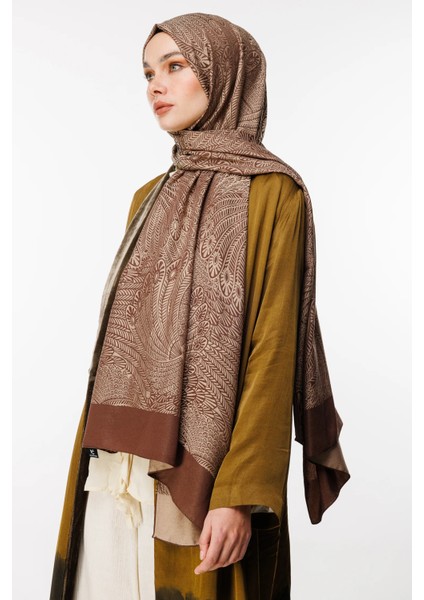 Mayra Desen Çift Taraflı Şal Acı Kahve-Bej modelleri