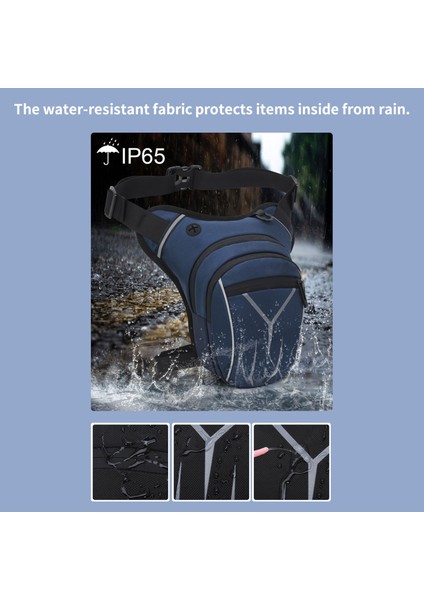 Bel Paketi, Büyük Kapasiteli Su Geçirmez Motosiklet Bacak Çantası Erkekler Için Ayarlanabilir Oxford Uyluk Paketi Yansıtıcı Şeritler ile Koyu Gri (Yurt Dışından)