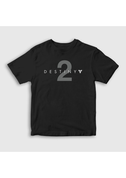 Unisex Çocuk Siyah Logo Oyun Destiny 2 T-Shirt