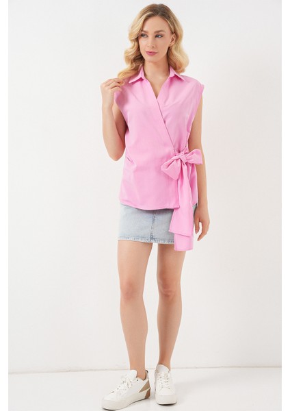 Kadın Sıfır Kol Anvelop Gömlek 20343 - Pembe fiyatları