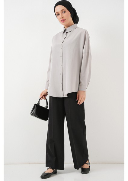 103901 Oversize Basic Tesettür Gömlek - A.gri fiyatları