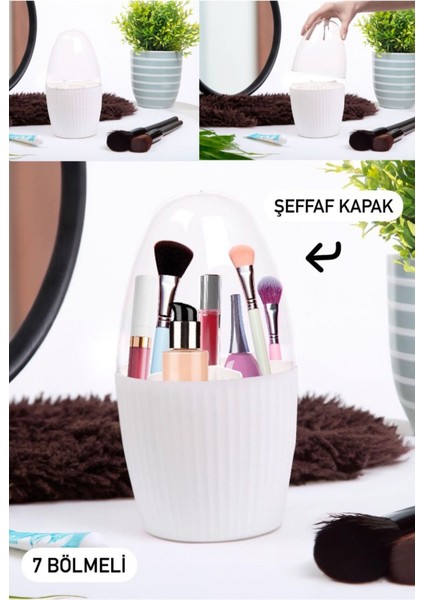 7 Bölmeli Şeffaf Beyaz Makyaj ve Kozmetik Organizer, Düzenleyici fiyatları