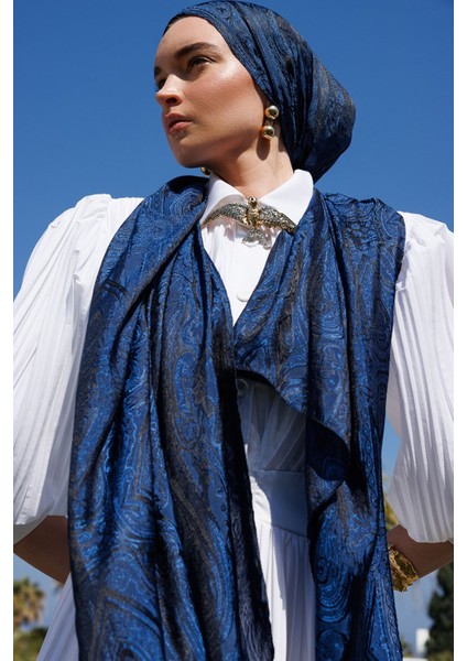 Liva Desen Shine Line Şal Siyah-Indigo modelleri