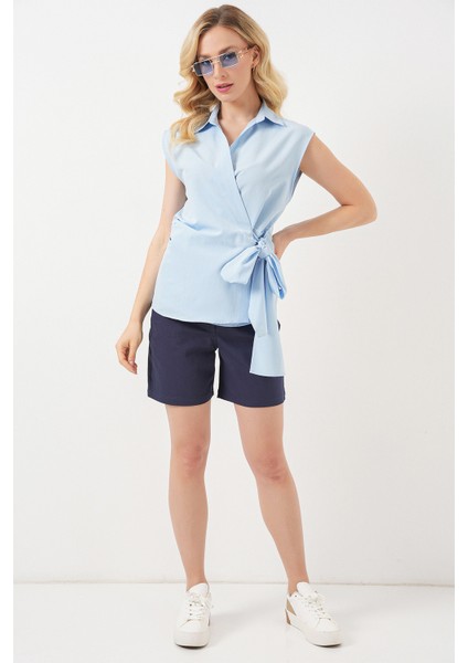 Kadın Sıfır Kol Anvelop Gömlek 20343 - Mavi fiyatları