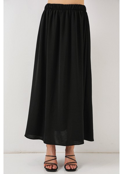 Kadın Uzun Ayrobin Etek 8050 - Siyah fırsatları