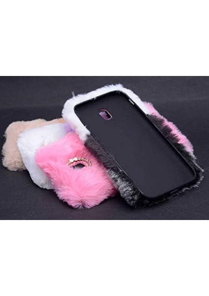 Galaxy J5 Pro Uyumlu Tüylü Yumuşak Peluş Silikon Kılıf (Pembe Altın) fiyatları