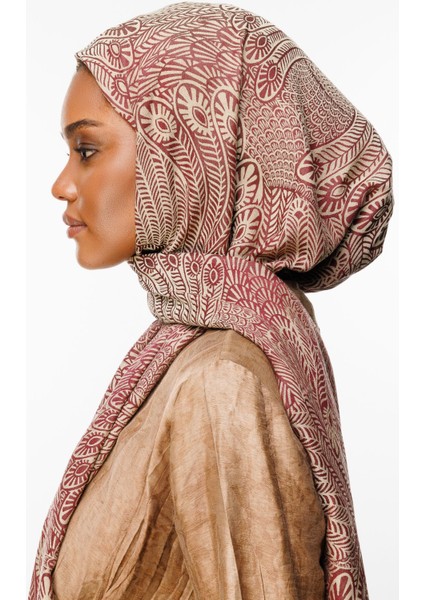 Mayra Desen Çift Taraflı Şal Mürdüm-Somon fiyatları