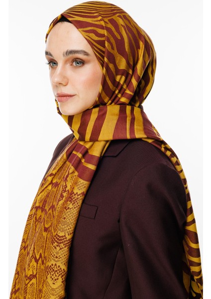 Riad Desen Çift Taraflı Şal Mürdüm-Sarı modelleri
