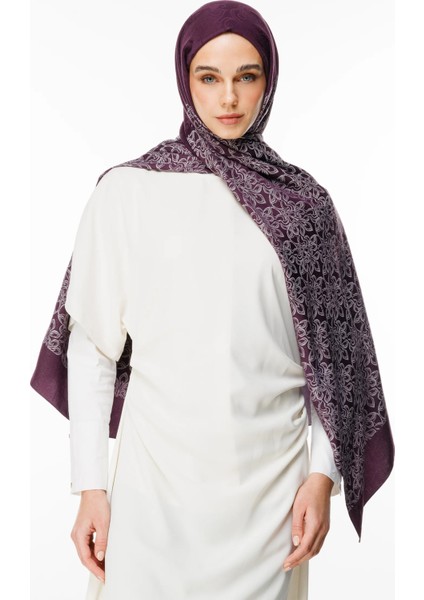 Nora Desen Çift Taraflı Şal Mor-Gri