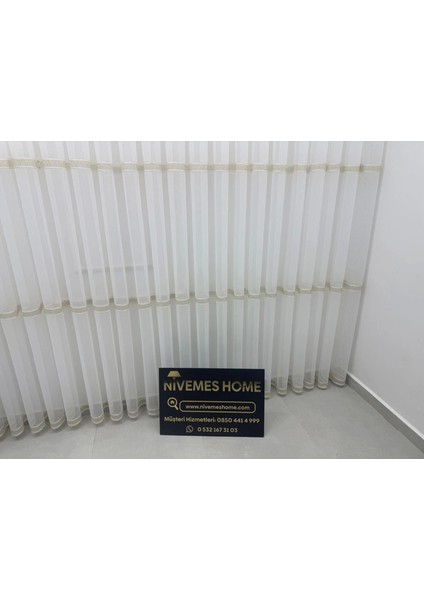 Nivemeshome Olivia 2025 Altın Detaylı 1/3 Sık Pileli Tül Perde Apm modelleri