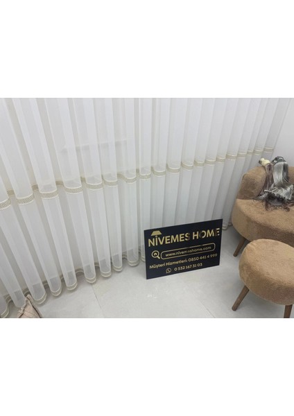 Nivemeshome Olivia 2025 Altın Detaylı 1/3 Sık Pileli Tül Perde Apm fırsatları