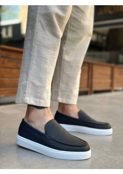 Bağcıksız Erkek Casual Ayakkabı Siyah (Beyaz Taban) fiyatları