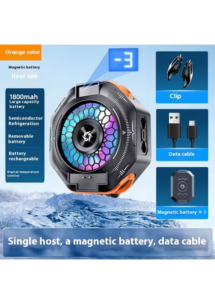 Oyuncu Fanı Telefon Soğutucu 1800 Mah Powerbank Şarjlı Kablosuz Fan Derece Gösterge Mıknatıslı