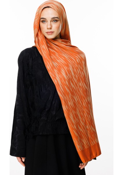 Selis Desen Çift Taraflı Şal Vizon-Tarçın