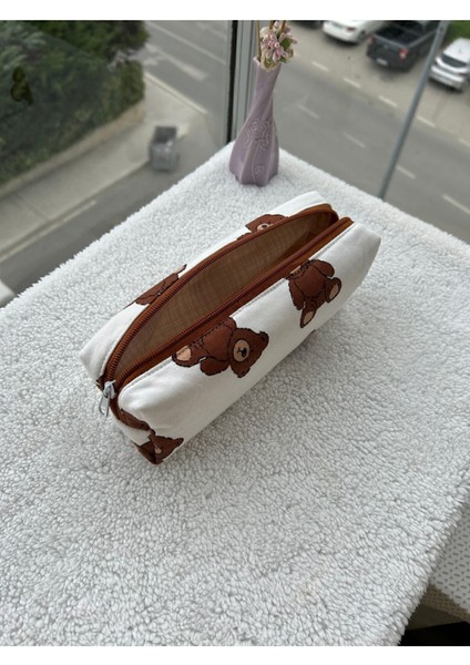 Renkli Teddy Ayıcık Kalemlik ve Makyaj Çantası, Yıkanabilir, El Yapımı fırsatları