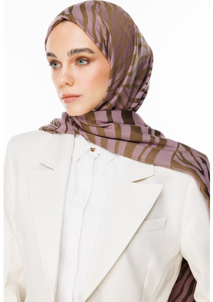 Riad Desen Çift Taraflı Şal Koyu Haki-Koyu Gül Kurusu modelleri