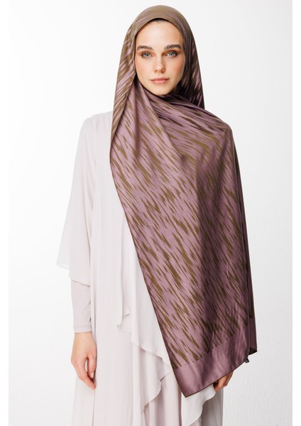 Selis Desen Çift Taraflı Şal Koyu Haki-Koyu Gül Kurusu