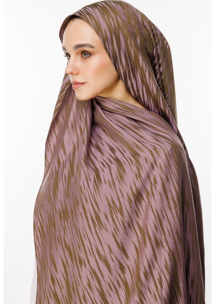 Selis Desen Çift Taraflı Şal Koyu Haki-Koyu Gül Kurusu modelleri