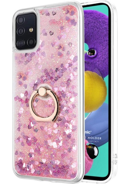 Galaxy A71 Için Kılıf Glitter Liquid Holder Pembe [galaxy A71 ile Uyumlu Kılıf - Pembe]